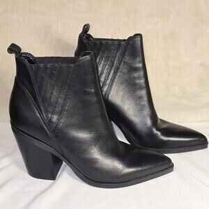 Marc Fisher LTD Gadri Black Leather Ankle Boots Women’s 9M Pointed Toe Western